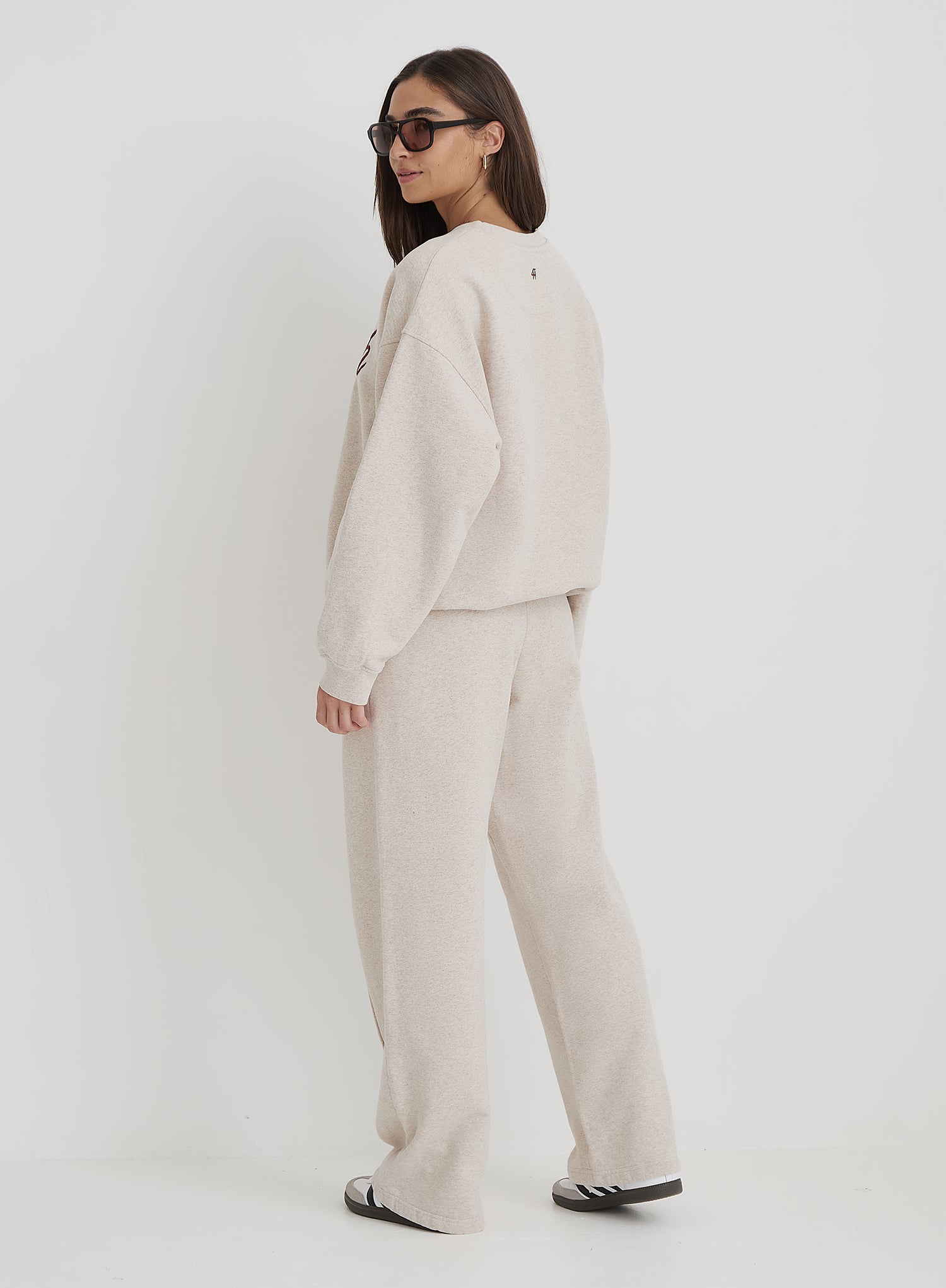 Oatmeal Wide Leg Stripe Jogger